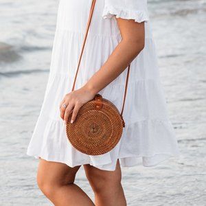 NEW! Rattan Round Handwoven Crossbody